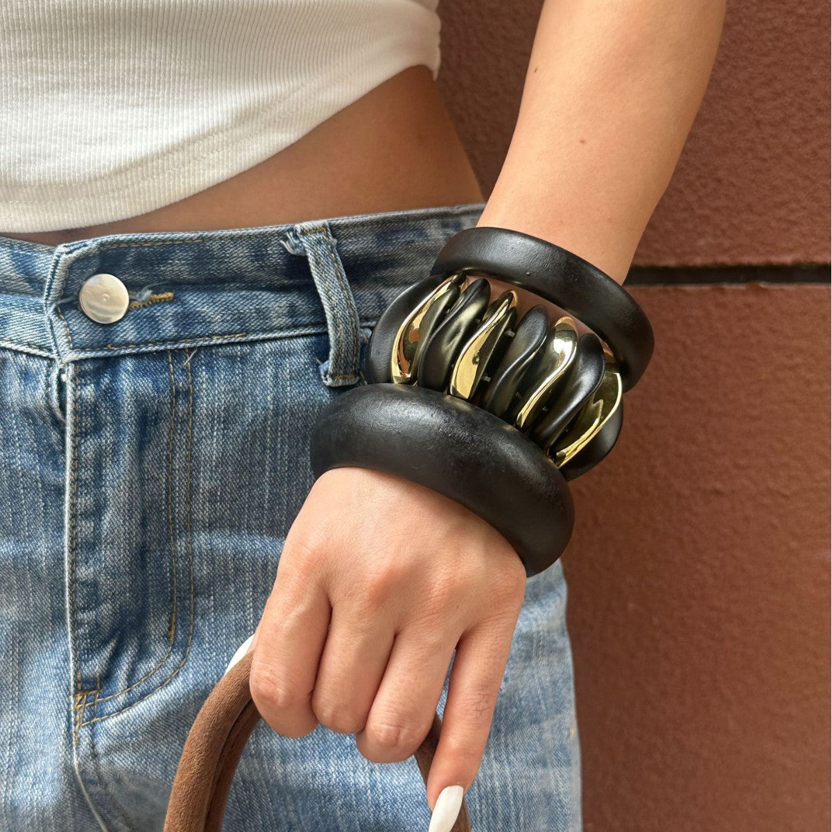 Vintage Oval Geometric Polished Acrylic Bracelet for Women