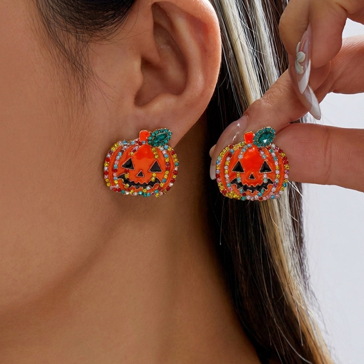 Gothic Halloween Pumpkin Ghost Face Alloy Plated Cartoon Earrings Unisex