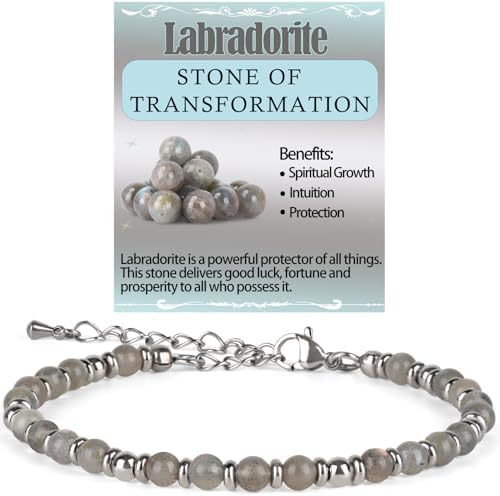 Sweet Geometric Gemstone Beaded Stainless Steel Adjustable Bracelet
