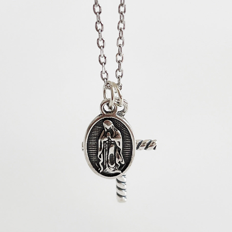 Vintage 925 Sterling Silver Cross Pendant Necklace