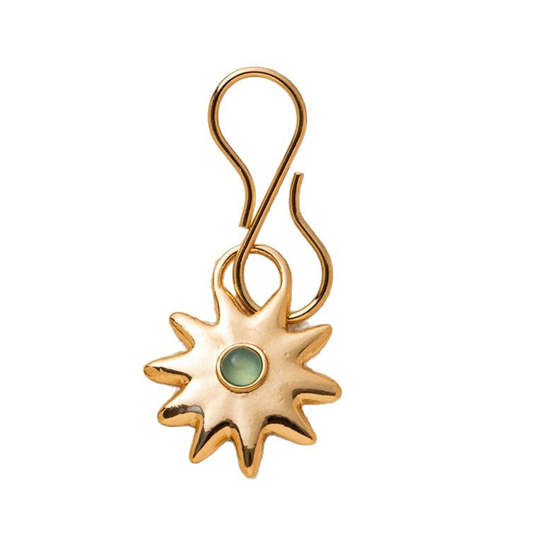 Minimalist Gold Plated Brass Heart and Floral Jade Pendant DIY Charm Bar Necklace for Unisex