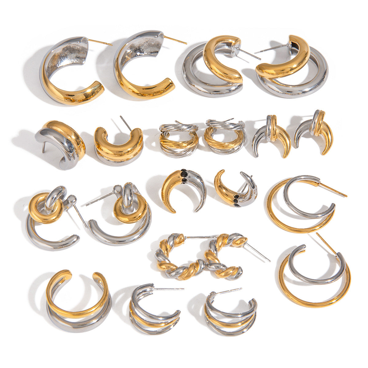Color Block Geometric Plated Stainless Steel Earrings for Women