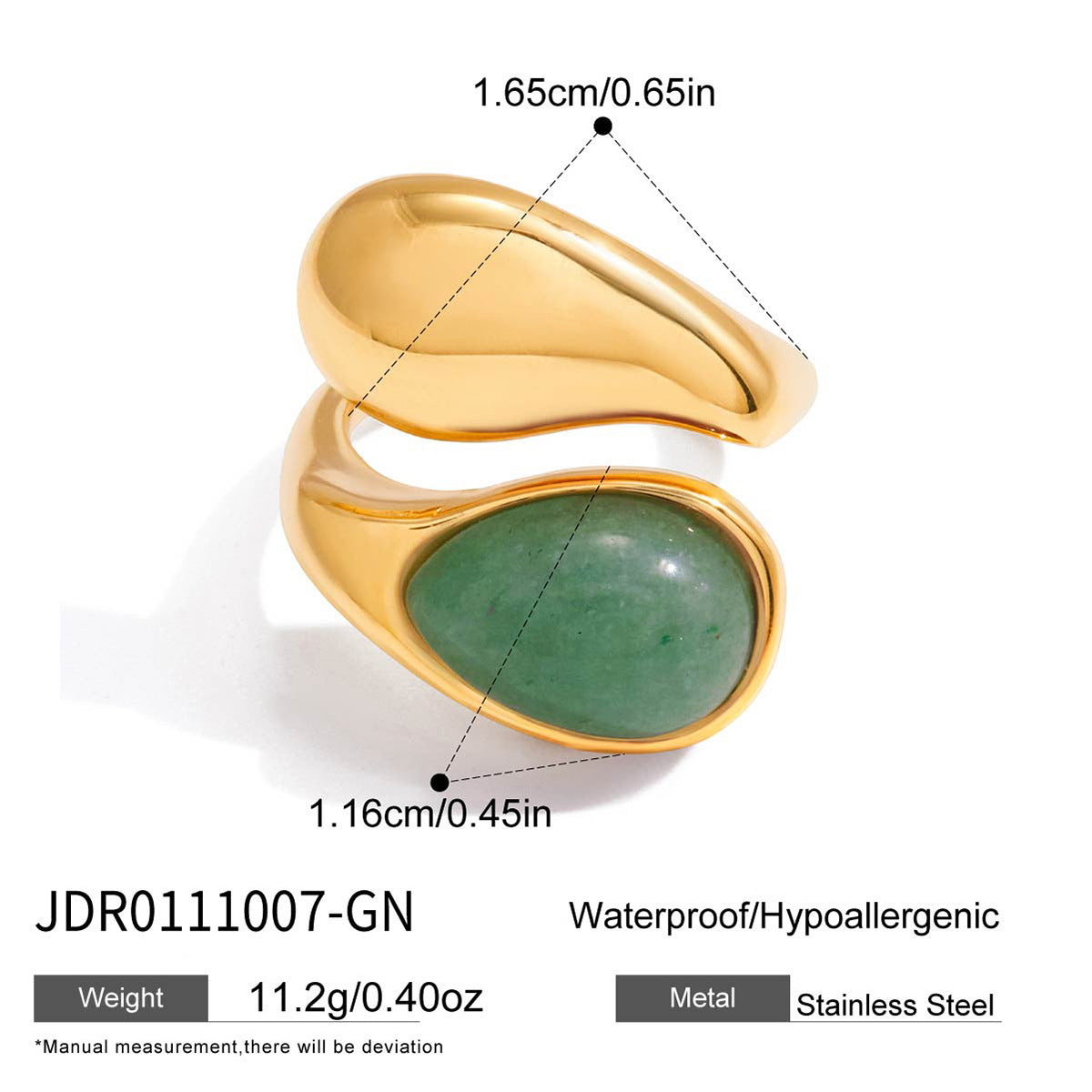 Anello geometrico in acciaio inossidabile con placcatura in oro PVD per donne Accessorio di moda di lusso minimalista