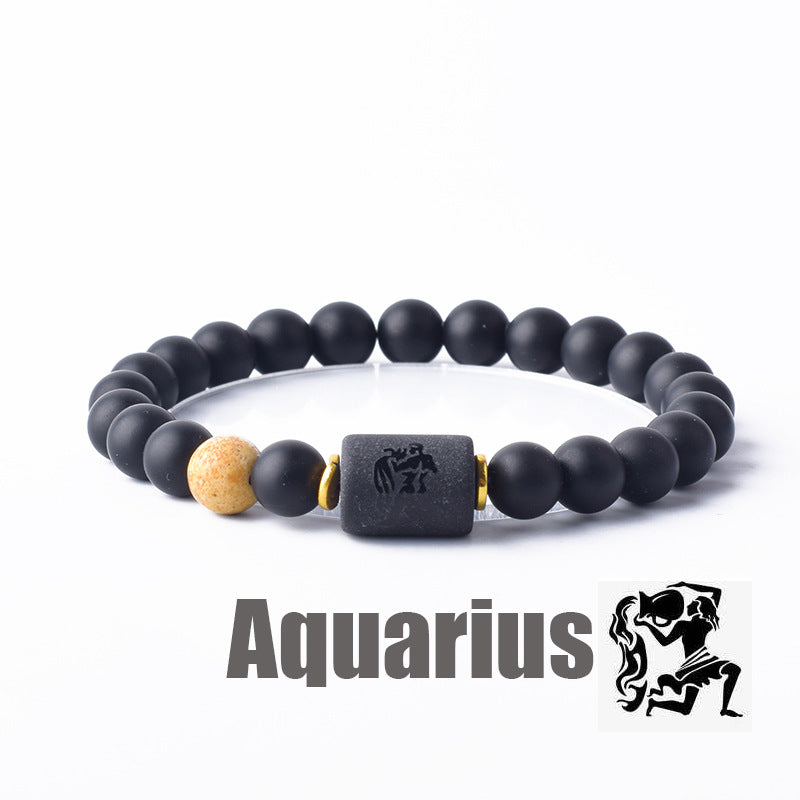 Classic Unisex Natural Stone Zodiac Beaded Bracelet
