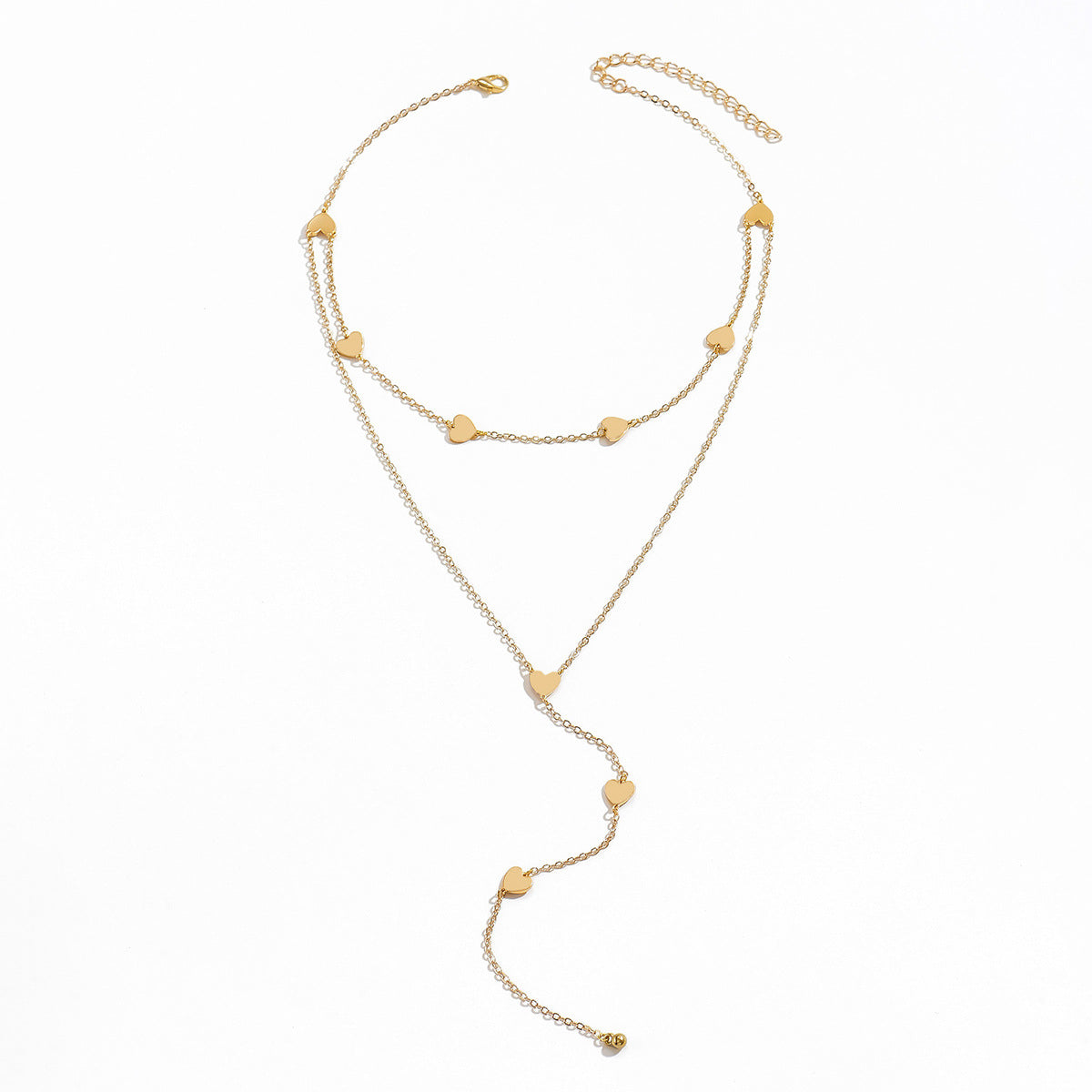 Minimalist Gold Plated Geometric Heart Pendant Long Tassel Necklace for Women