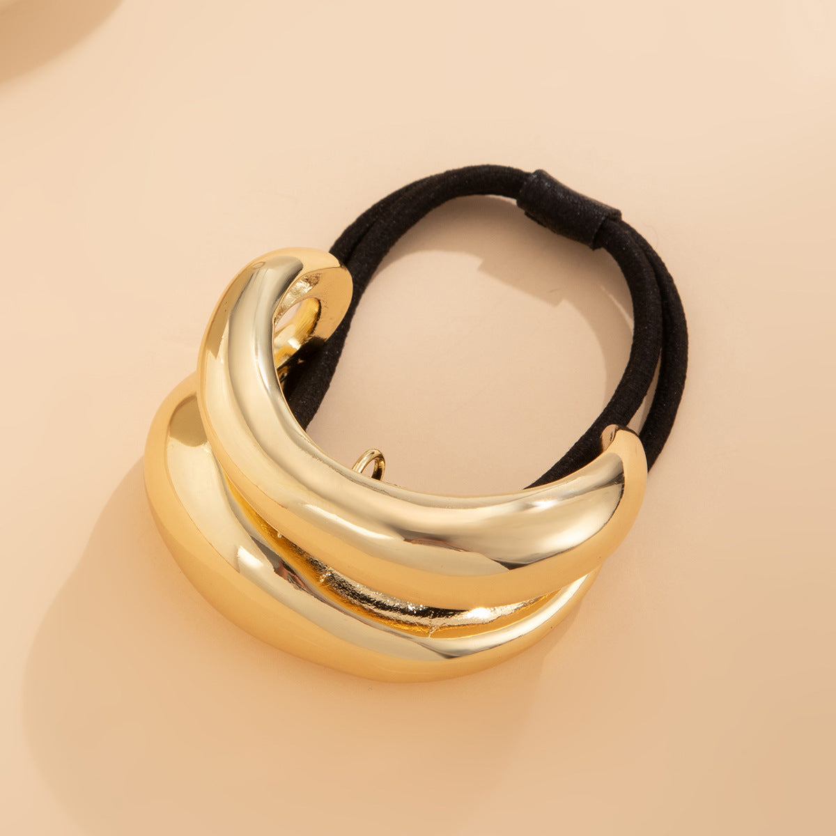 Vintage Punk Irregular Geometric Alloy Plated Double Layer Elastic Hair Clip for Women