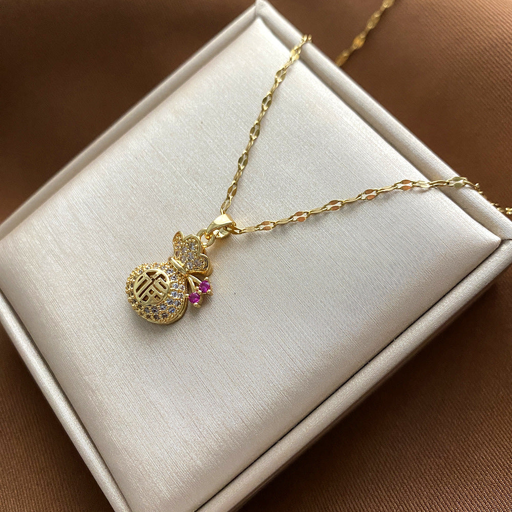 Collana Pendente Floreale Minimalista da Donna e Uomo in Acciaio al Titanio con Finitura Placcata e Catenina a Croce