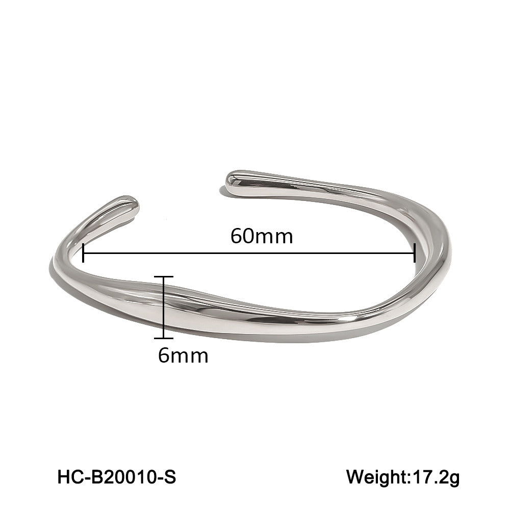 Geometric Irregular Stainless Steel Bracelet for Women with Plated Finish, Fashionable and Versatile Design