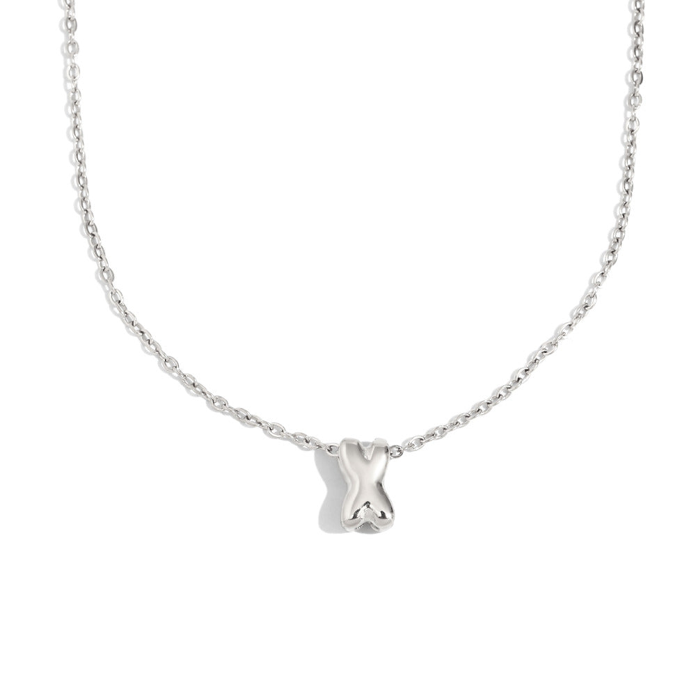 Fashionable Minimalist Letter Pendant Necklace in Stainless Steel with 18K Gold Plating for Women