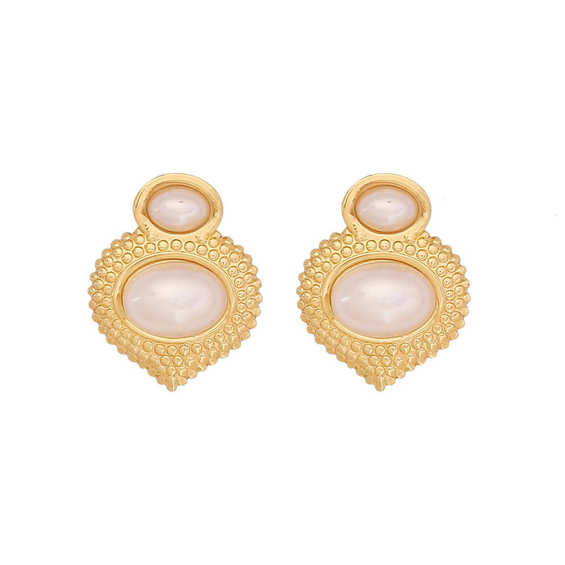 Orecchini a perno in acciaio inossidabile con design a cuore e floreale stile OL alla moda