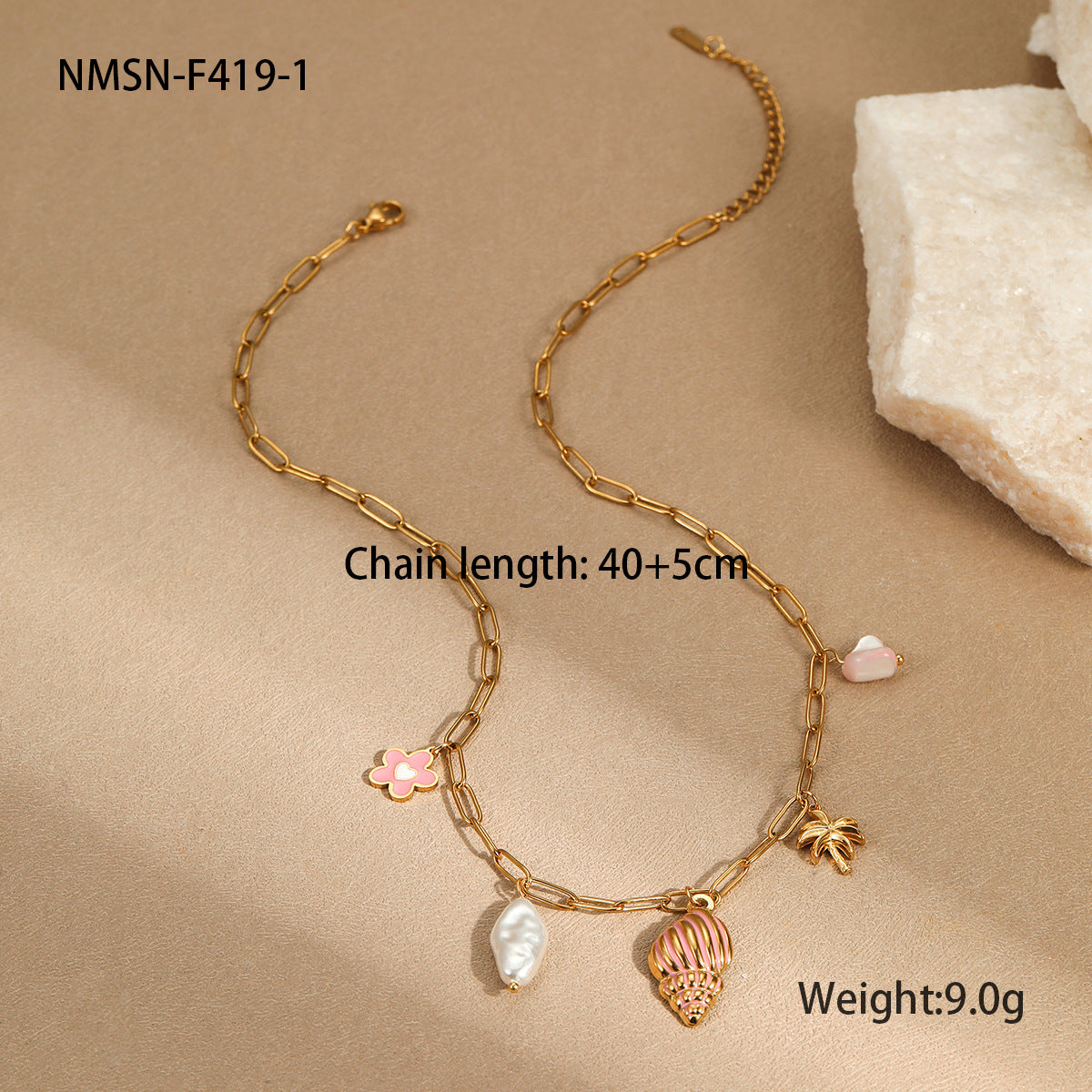 Collana da donna placcata in acciaio inossidabile a forma di stella geometrica, stile vacanza alla moda per la spiaggia e l'oceano