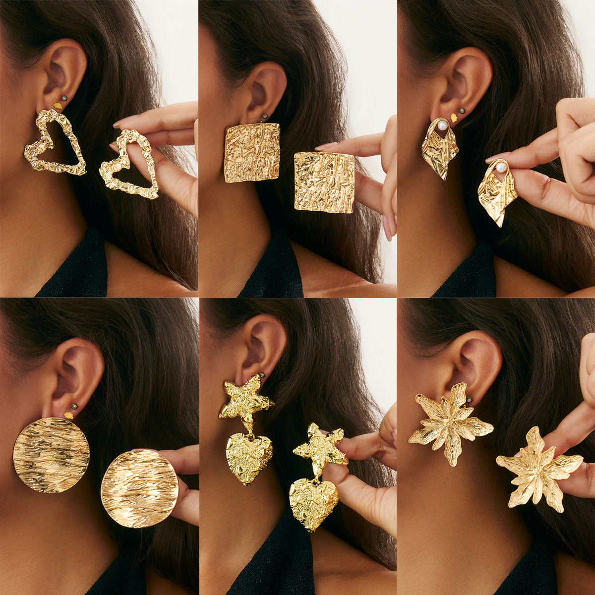 Creative Liquid Lava Wrinkled Heart Geometric Alloy Plated Earrings for Women