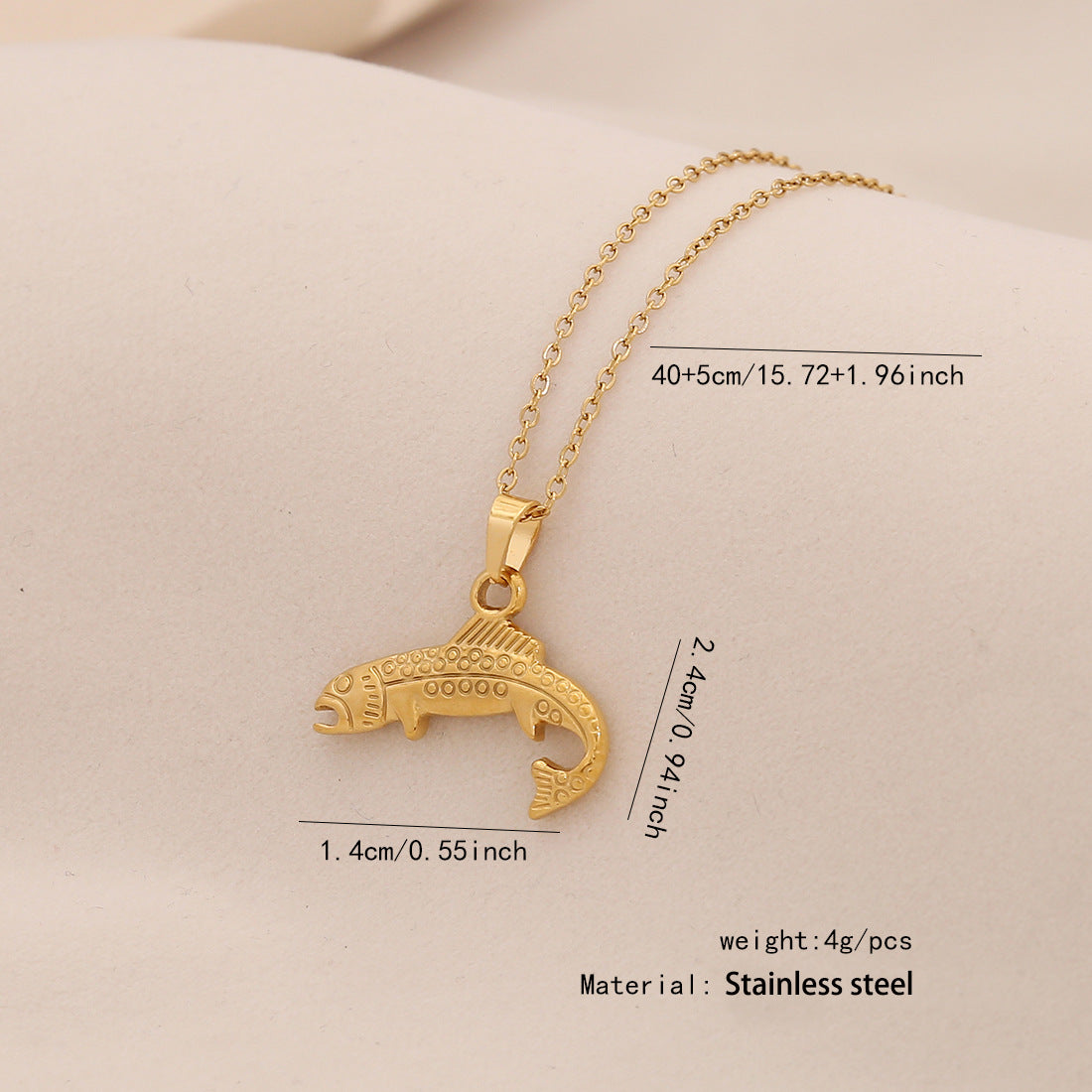 Collana con Ciondolo Unico a Forma di Pesce in Acciaio Inossidabile da Donna con Motivo Animale e Stile Minimalista