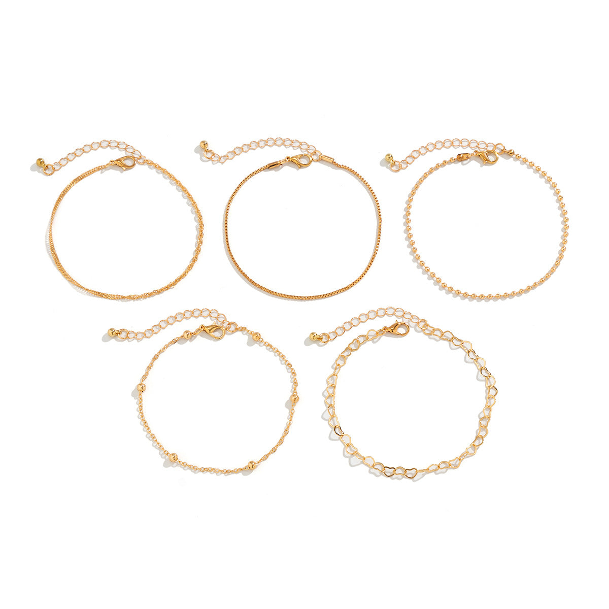 Minimalist Heart-Shaped Rhinestone Anklet for Women with Snake Chain in Metal