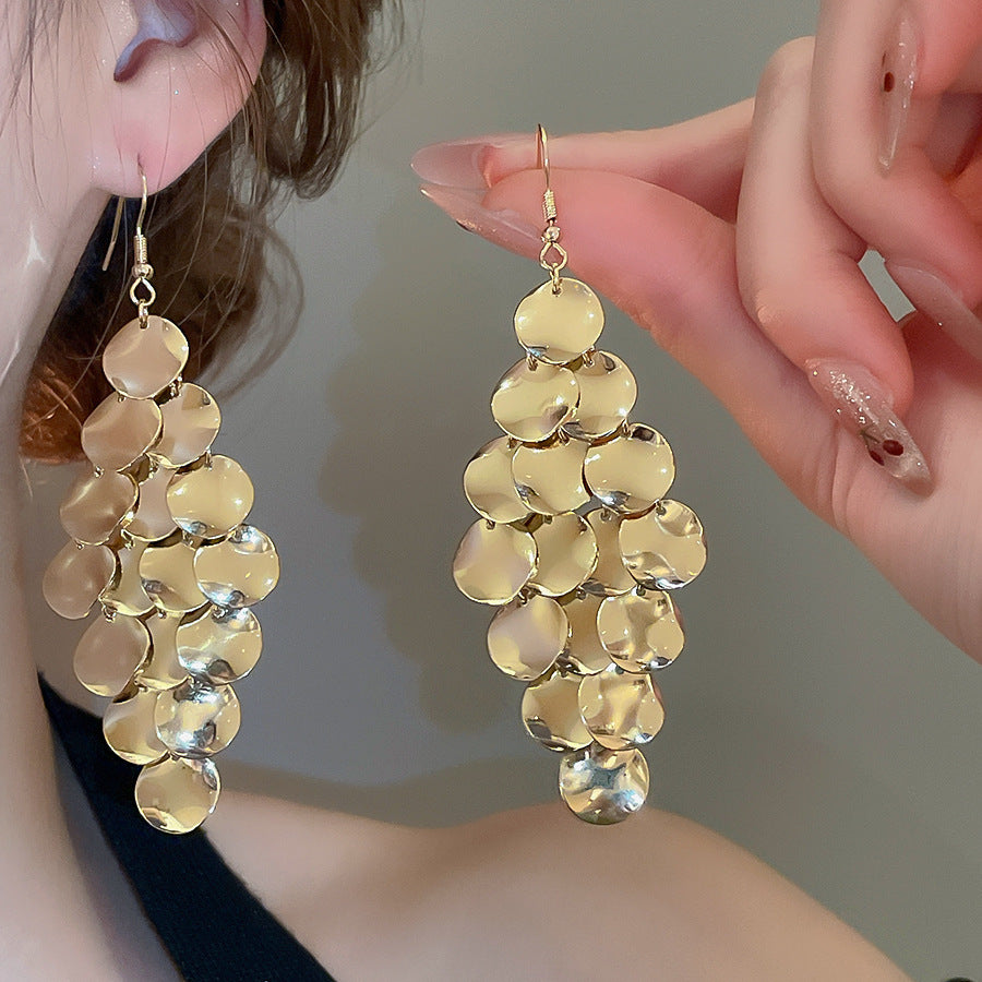 Orecchini a perno geometrici minimalisti in metallo con finitura placcata da donna