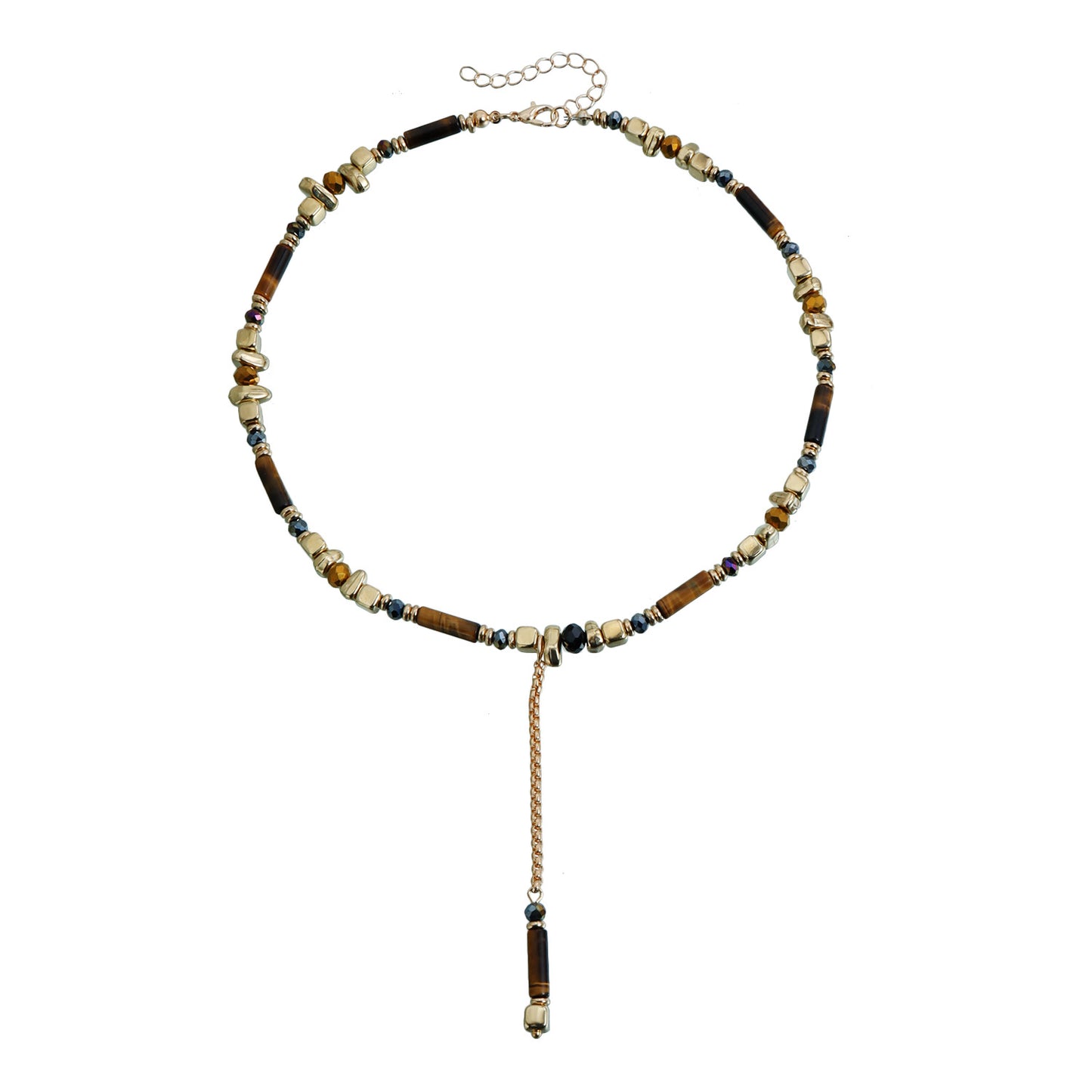 Vintage Bohemian Geometric Resin and Alloy Plated Y-Shape Necklace for Women