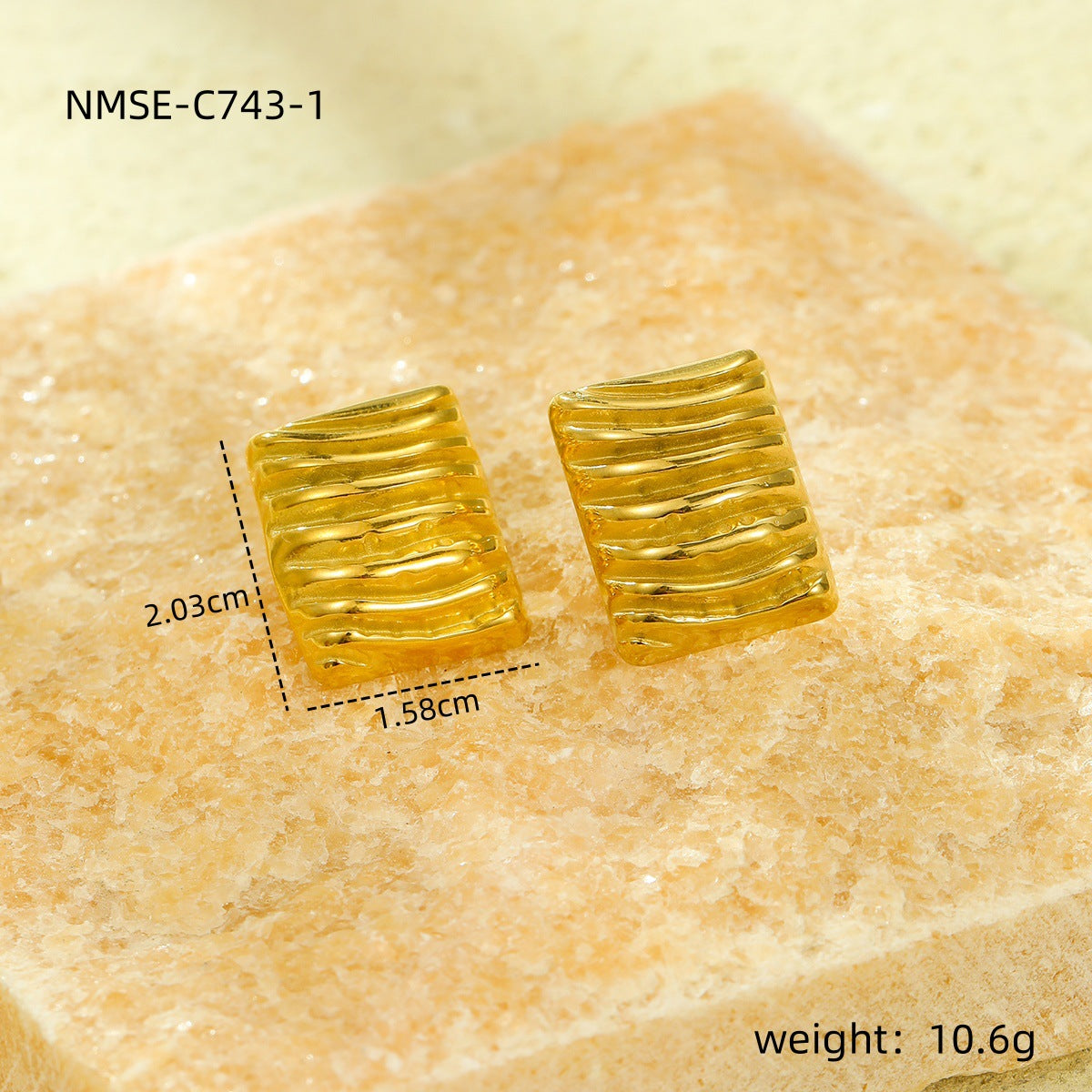 Minimalist Geometric Stainless Steel Earrings with Electroplated Finish and Textured Surface for Women