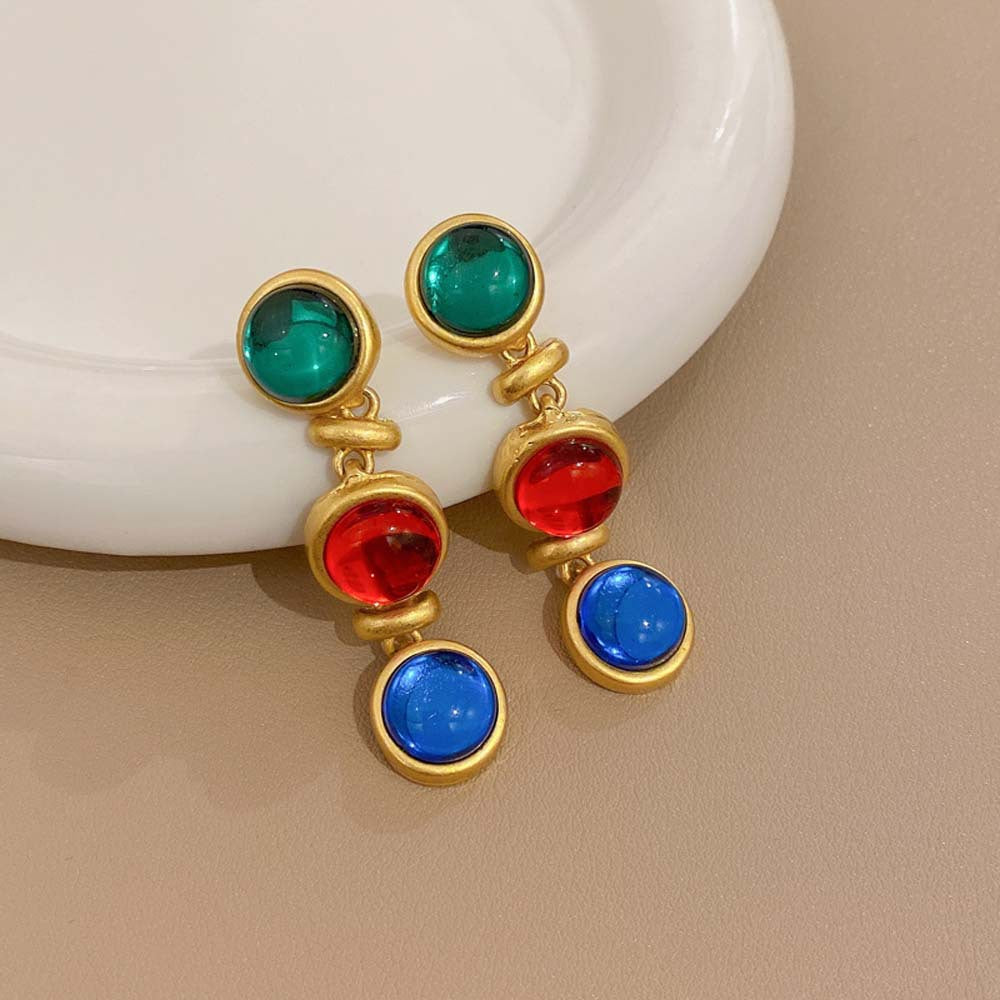 Orecchini a perno vintage in lega a forma di goccia con intarsio in strass e perni in acciaio inossidabile da donna
