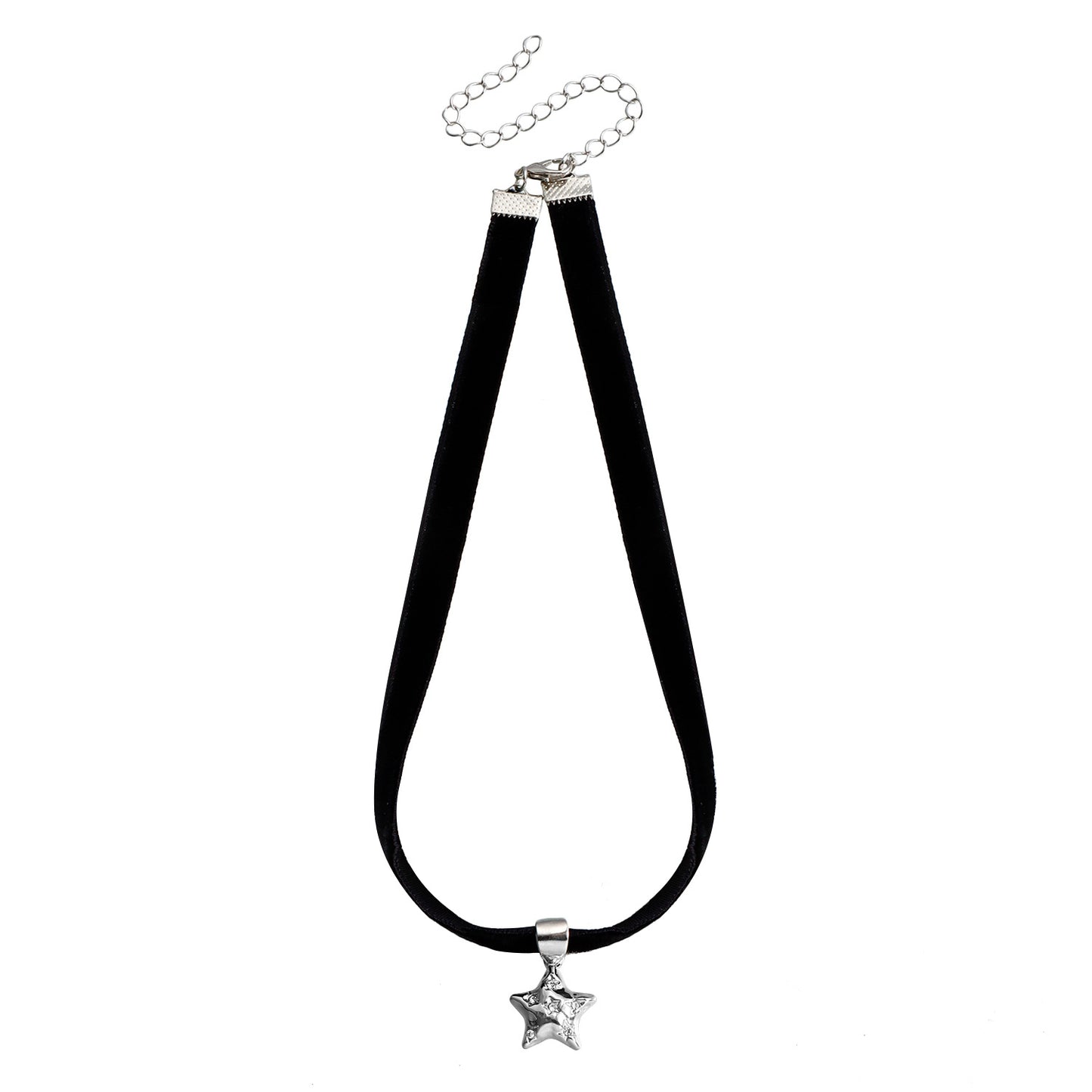 Minimalist Black Satin Ribbon Heart Pendant Necklace for Women with Rhinestone Inlay and Gold Plated Alloy