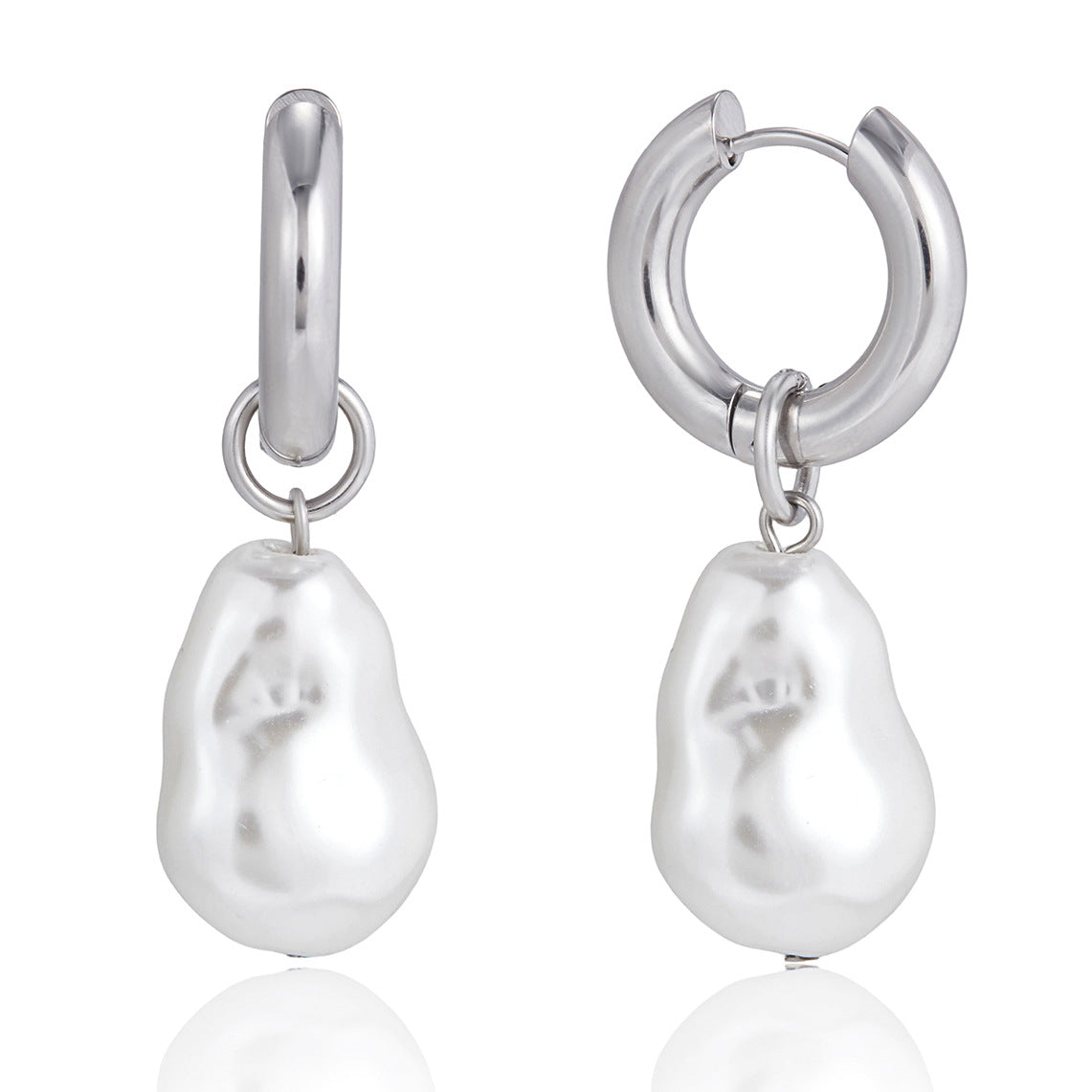Elegant Geometric Stainless Steel Plated Pearl Earrings for Women
