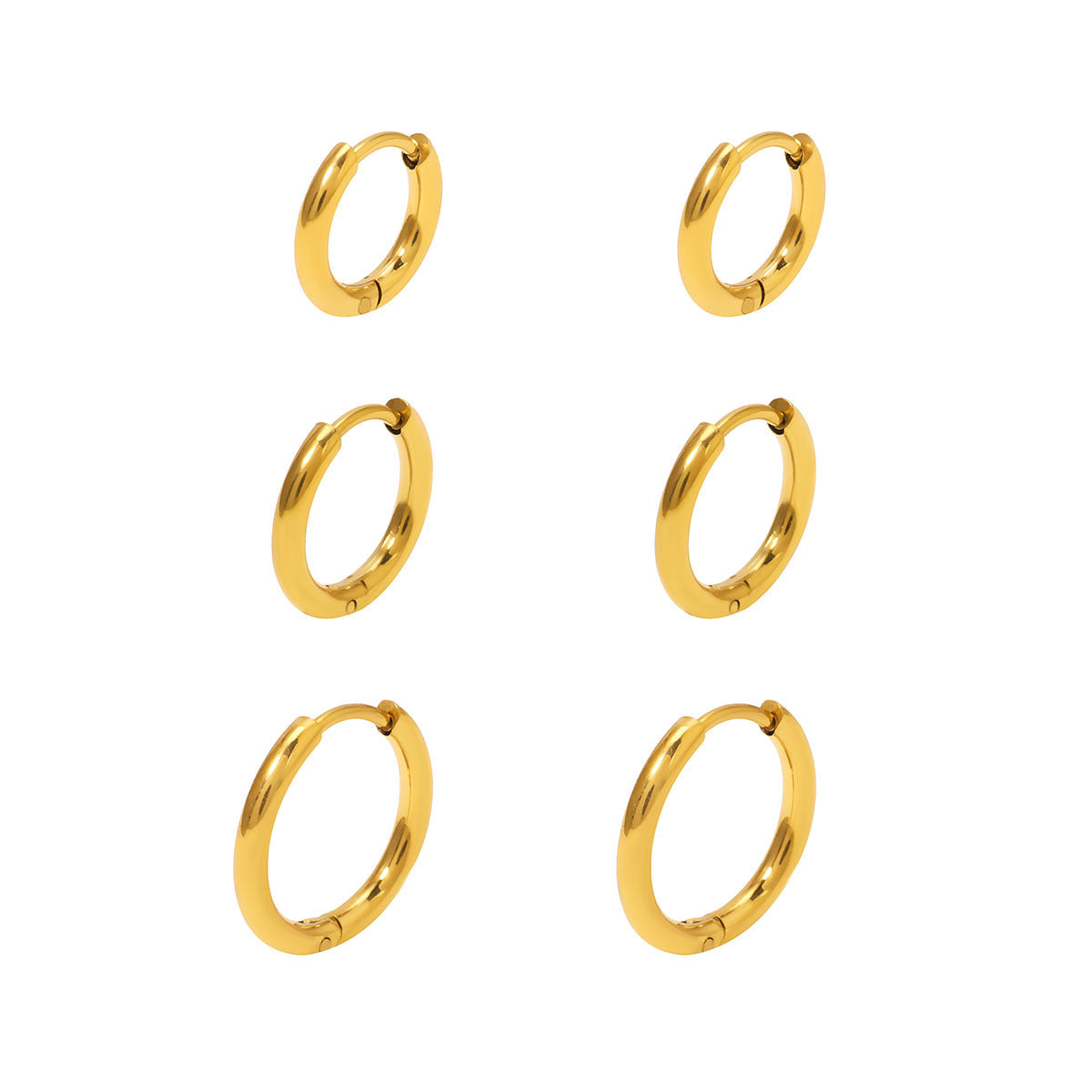 Vintage Minimalist Round Geometric Stainless Steel Electroplated Earrings Set for Women Waterproof Jewelry