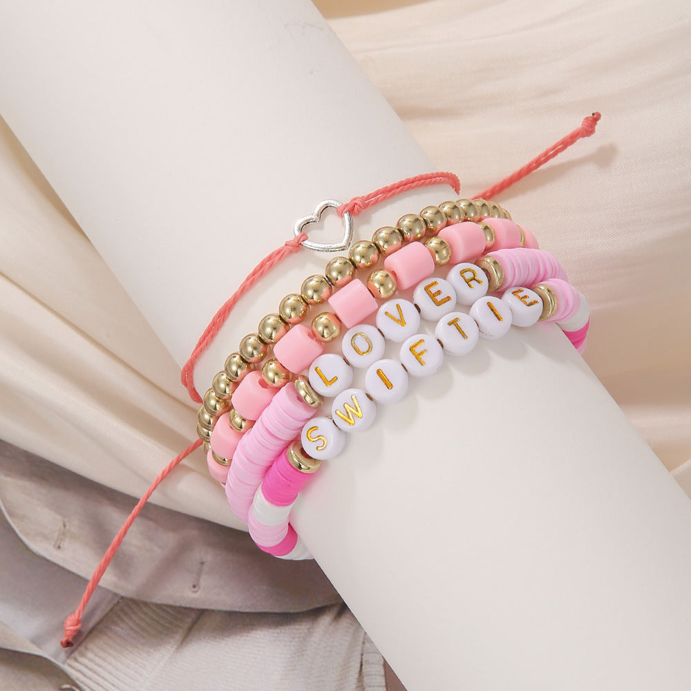 Bohemian Colorful Letter Bead Adjustable Friendship Bracelet Set