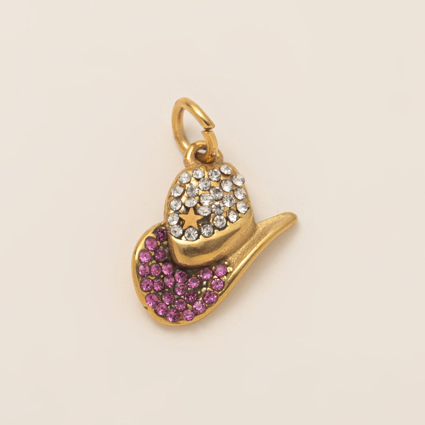 Vintage 18K Gold Plated Stainless Steel PVD Boot Charm Bar