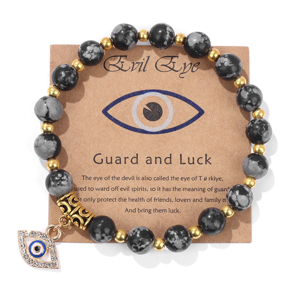 Minimalist Geometric Evil Eye Rhinestone Beaded Bracelet Unisex Yoga Energy Jewelry