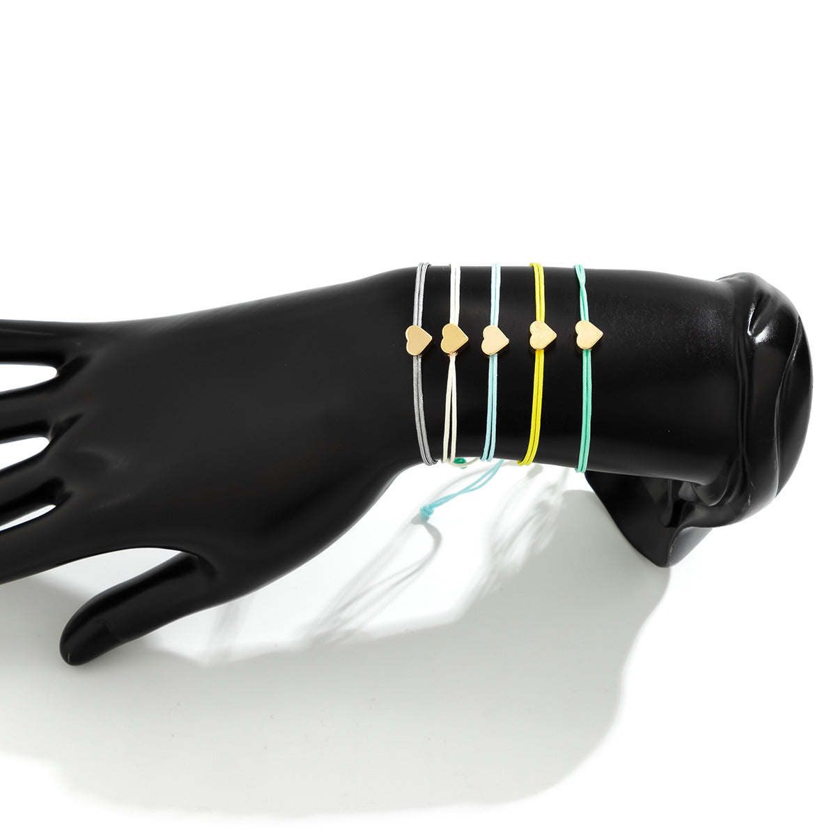 Set braccialetto minimalista a cuoricino regolabile con chiusura a scorrimento in lega con finitura placcata da donna, bracciale colorato dolce e ispirato al bosco impilabile