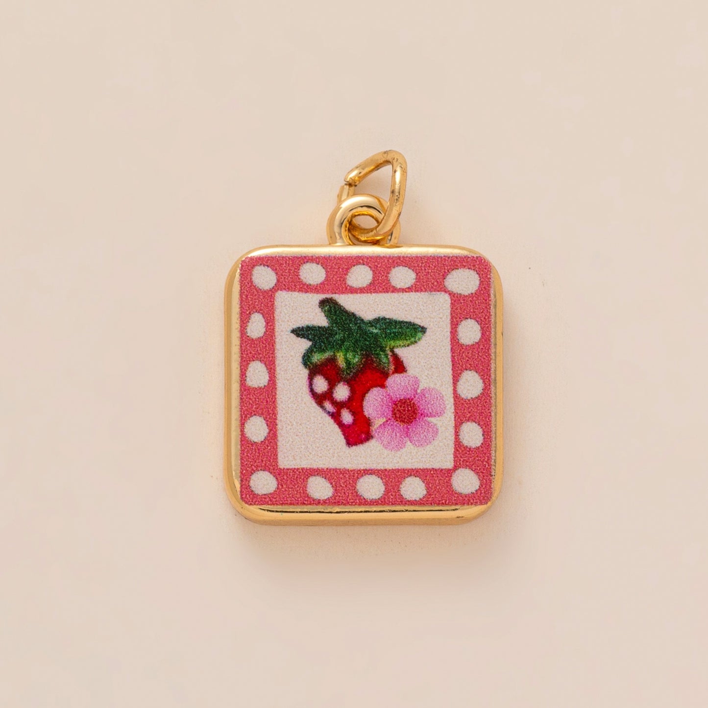 Sweet Floral Brass Plated Drip Oil Painted Cherry Boot Charm Bar Pendant DIY Accessory