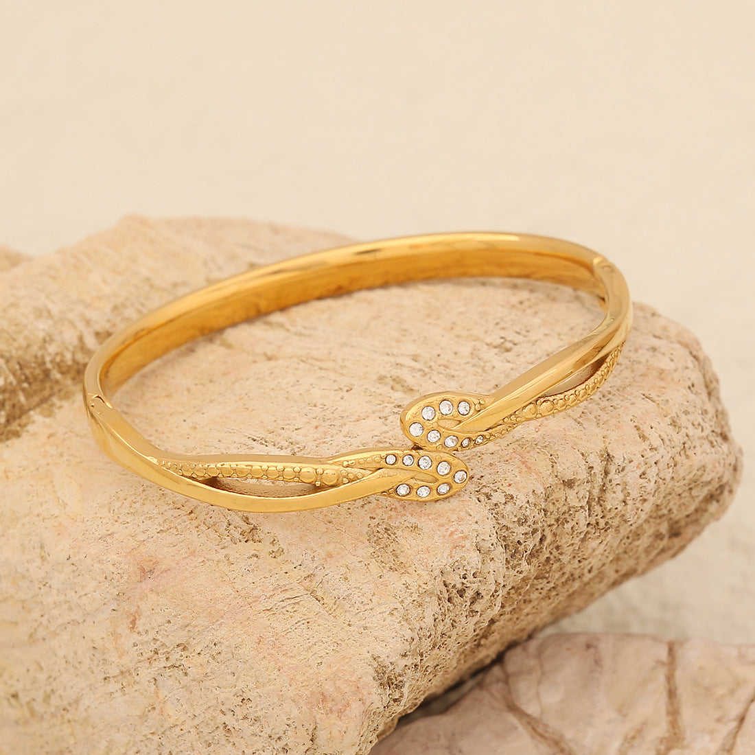 Bracciale minimalist in acciaio inossidabile con intarsio completo di strass per donna