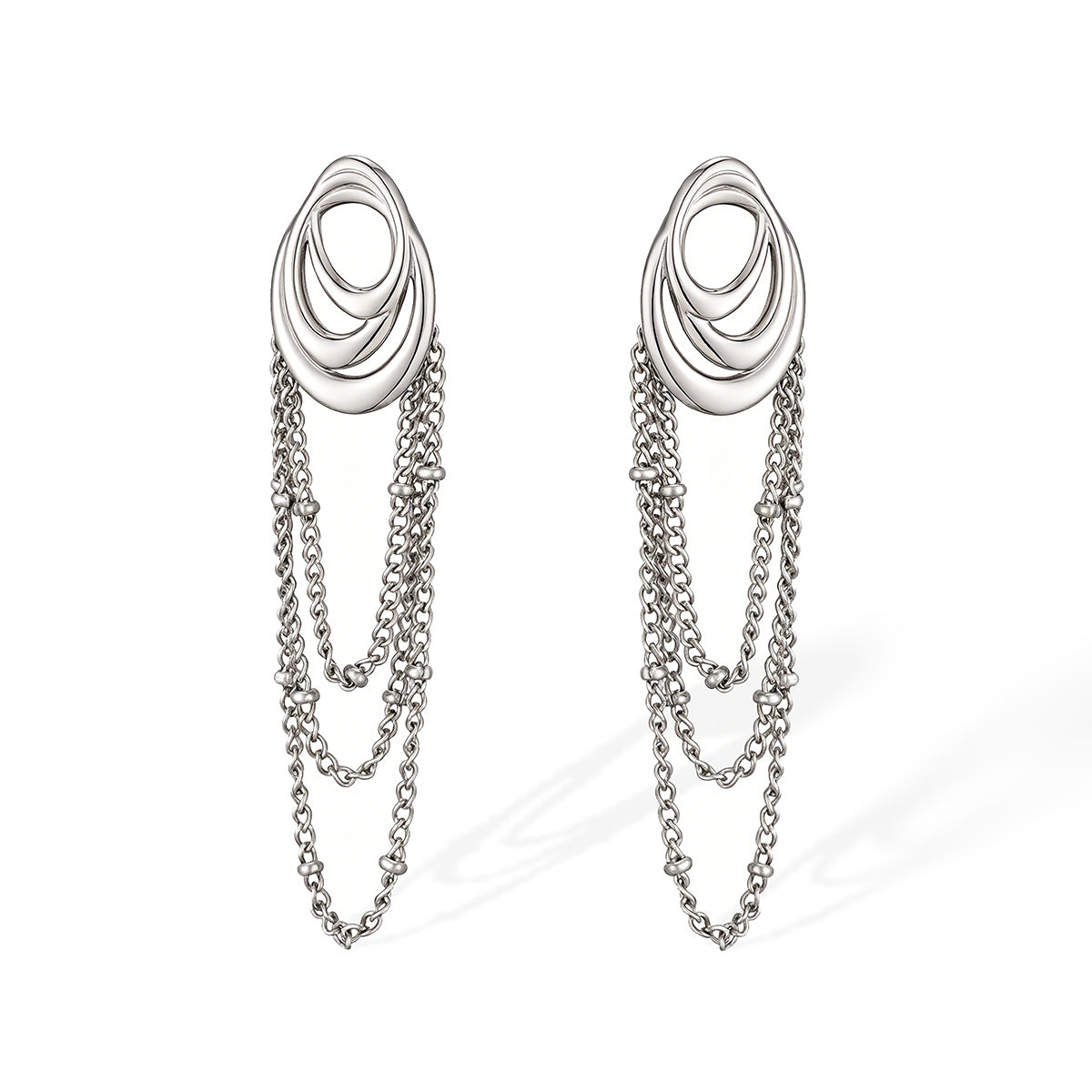 Minimalist 18K Gold Plated Geometric Stainless Steel Tassel Earrings for Women