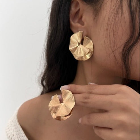 Twisted Design Asymmetric Plated Alloy Earrings for Women
