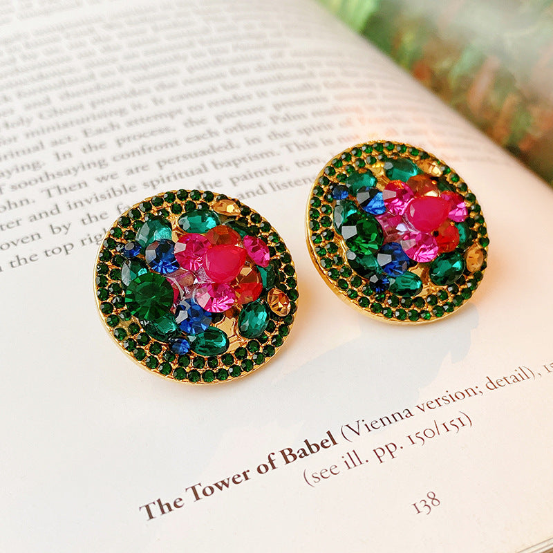 Vintage-Style Geometric Round Clip-On Earrings in Alloy with Plated Finish for Women