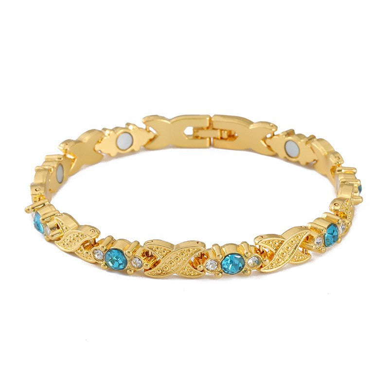 Bracciale Minimalista Magnetico Regolabile a Forma di Foglia in Lega di Zinco Placcato con Design Geometrico per Donna e Uomo