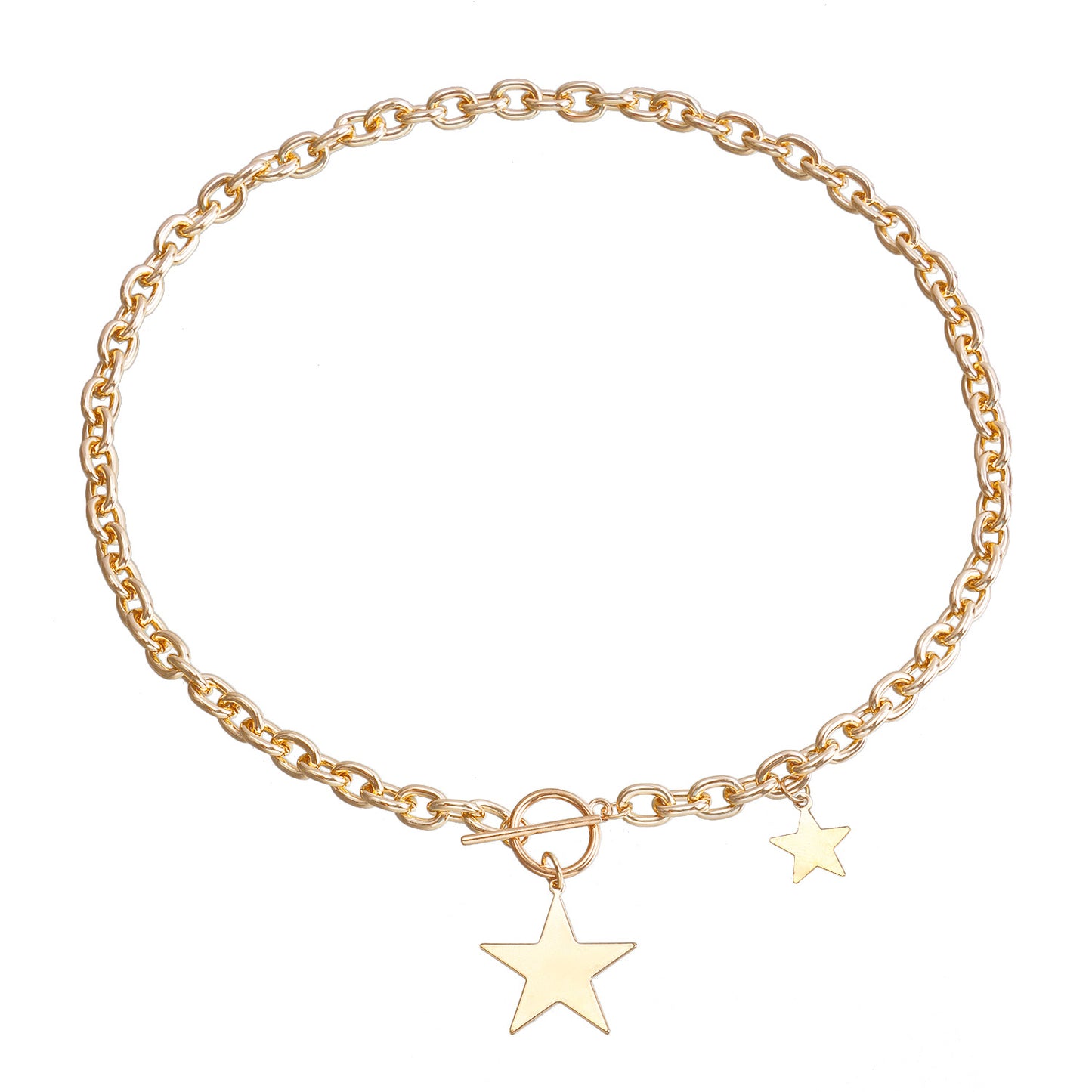 Minimalist Geometric Star Pendant Necklace Set for Women with Alloy Chain and Electroplated Finish