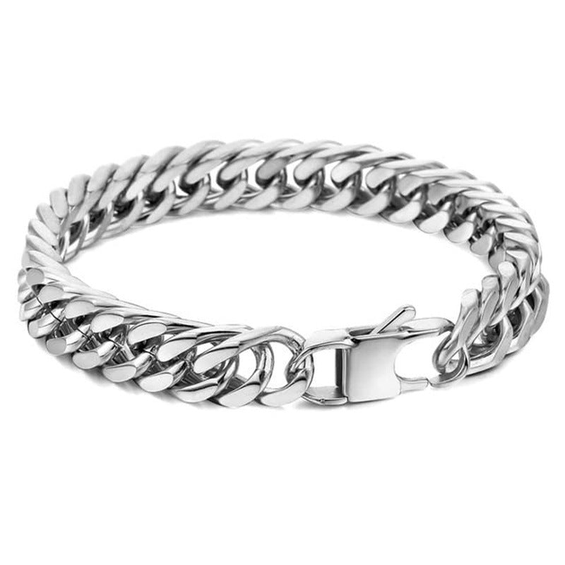 Bracciale da uomo geometrico in acciaio inossidabile lucido, idea regalo alla moda
