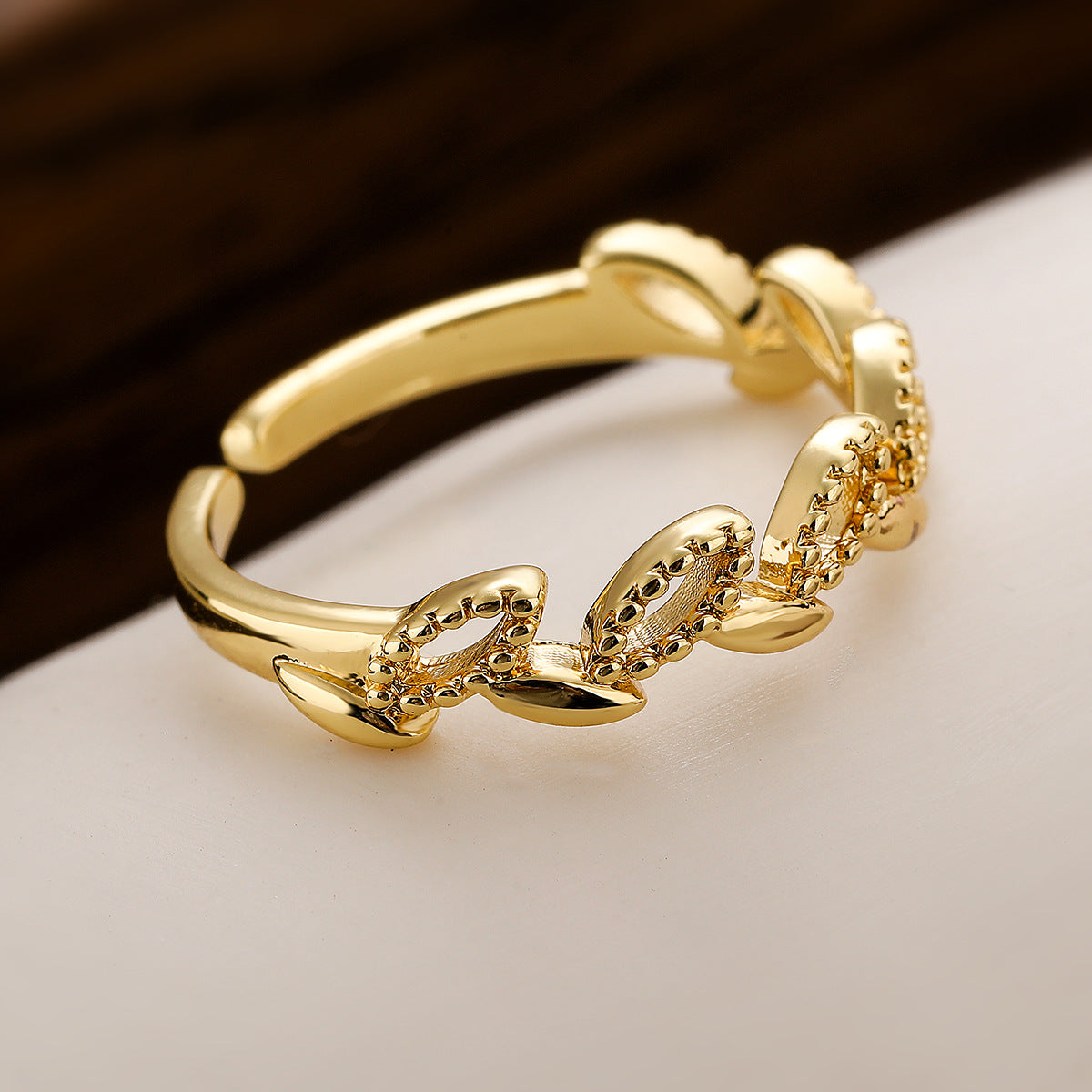 Minimalist Geometric Open Ring for Women Made of Brass with 18K Gold Plating and Zircon Inlay