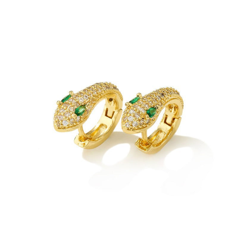 Micro-Inlaid Rhinestone Snake Chain Hoop Earrings for Women