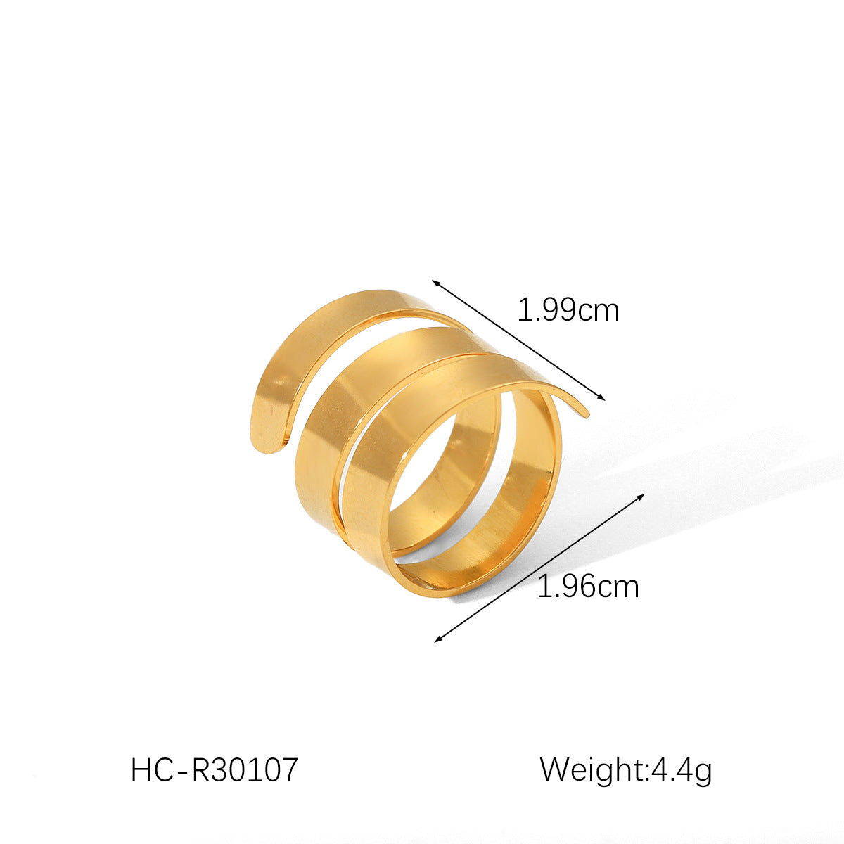 Anello aperto geometrico da donna stile Instagram in acciaio inossidabile con intarsio in perla e conchiglia e finitura placcata