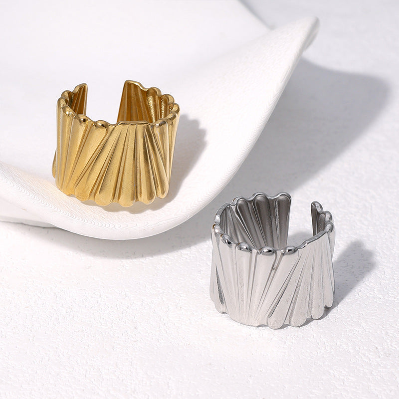Anello aperto geometrico minimalista in acciaio inossidabile placcato oro 18K da donna