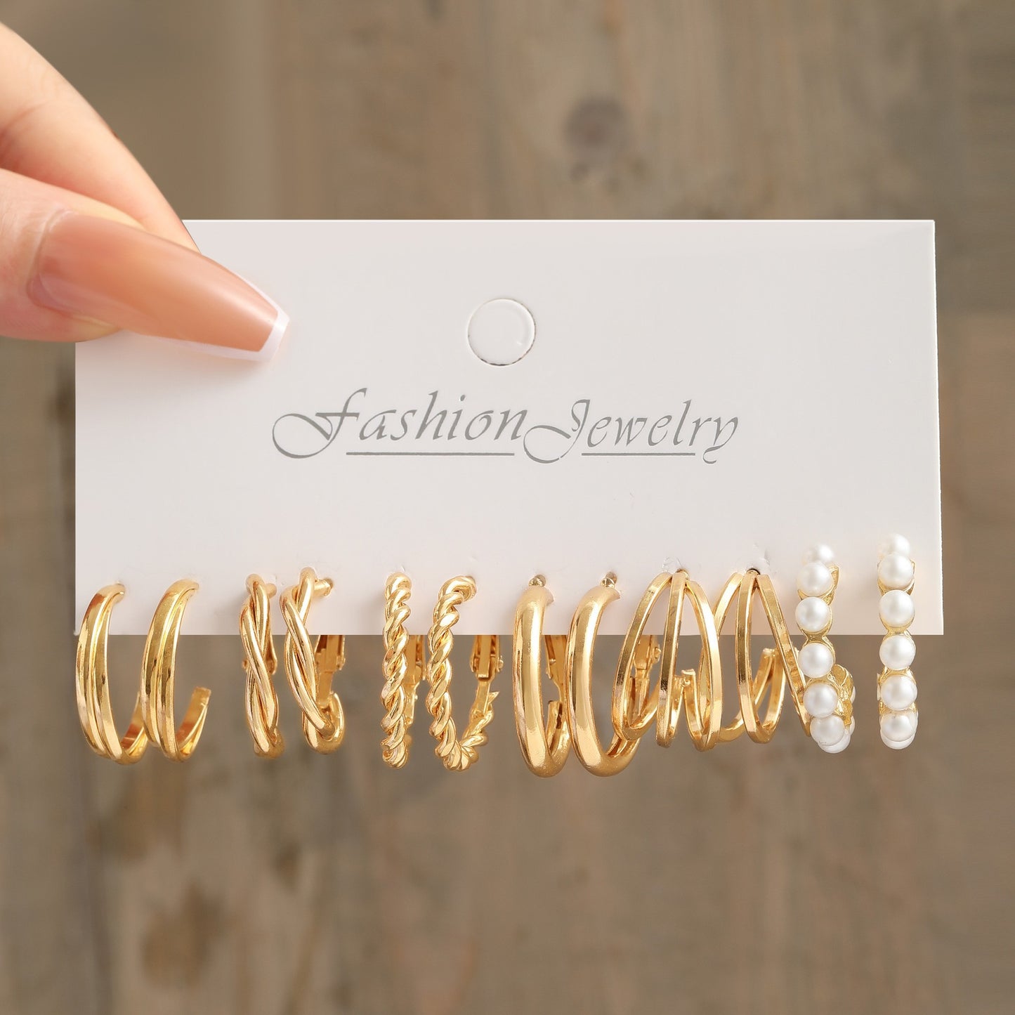 Fashion Geometric Round Gold Plated Zinc Alloy C-Shape Hoop Earrings with 925 Sterling Silver Posts