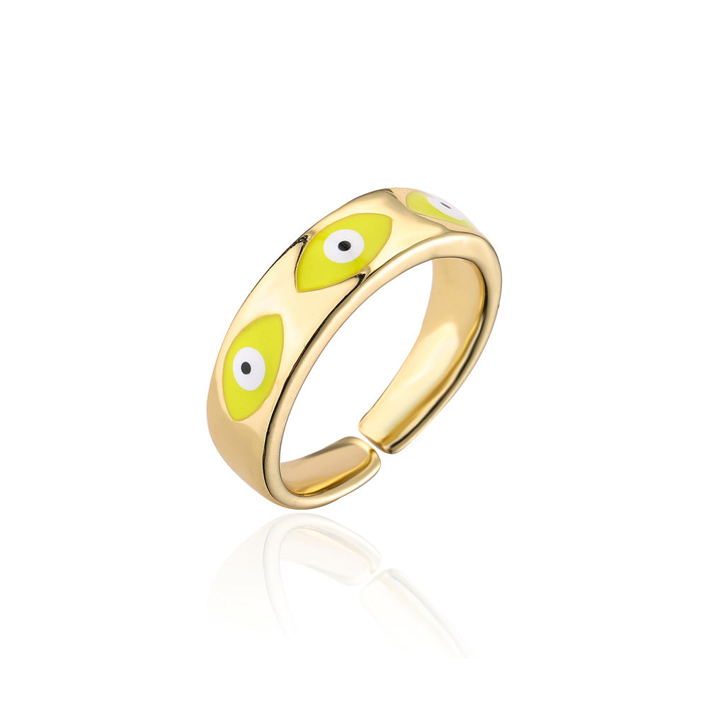 Minimalist Geometric Open Ring in Copper with Real Gold Plating and Enamel Finish
