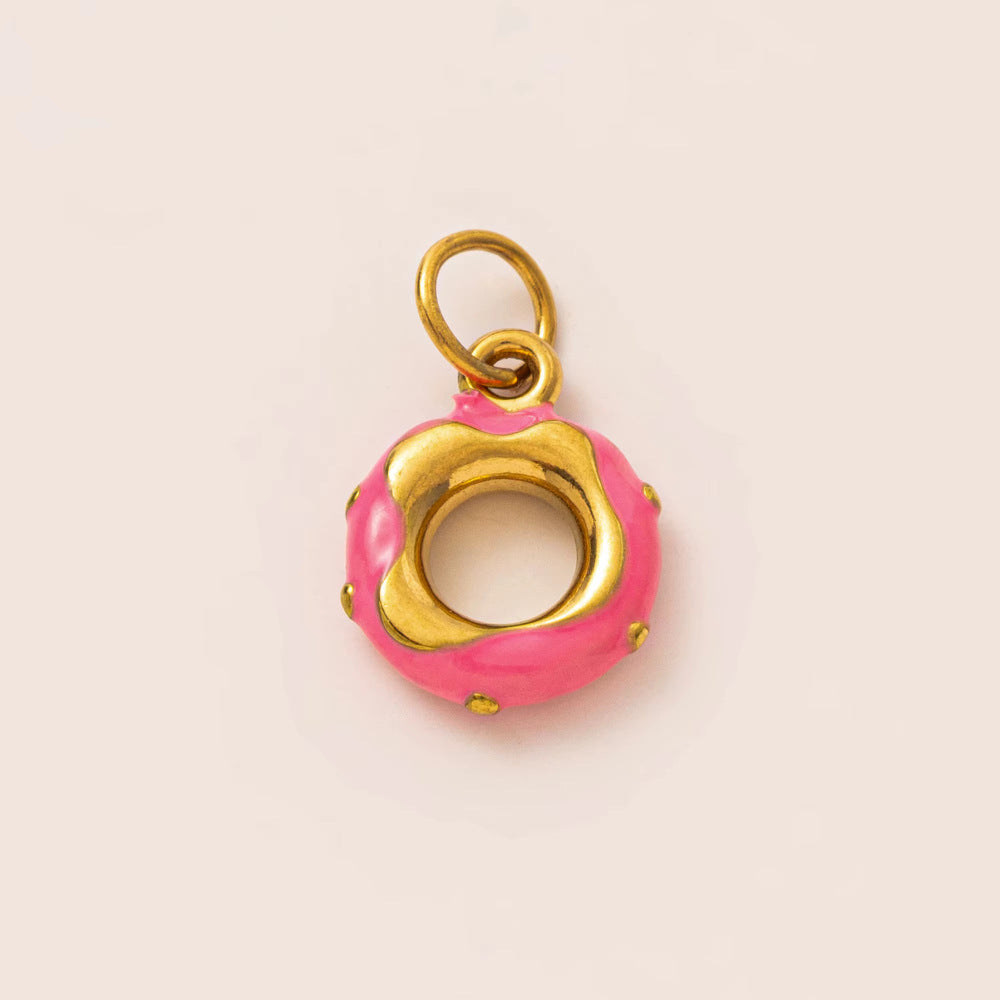 Vintage Stainless Steel PVD Gold Plated Mushroom Pendant Charm Bar