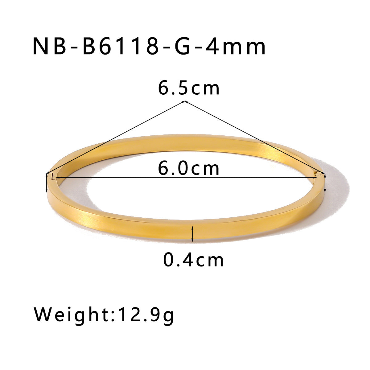 Minimalist Stainless Steel Bracelet with 18K Gold Plating Geometric Round Oval Ring Design for Women