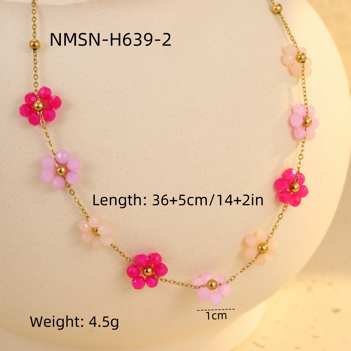 Collana alla clavicola floreale di tendenza con ciondolo geometrico in acciaio inossidabile con finitura galvanica per donna