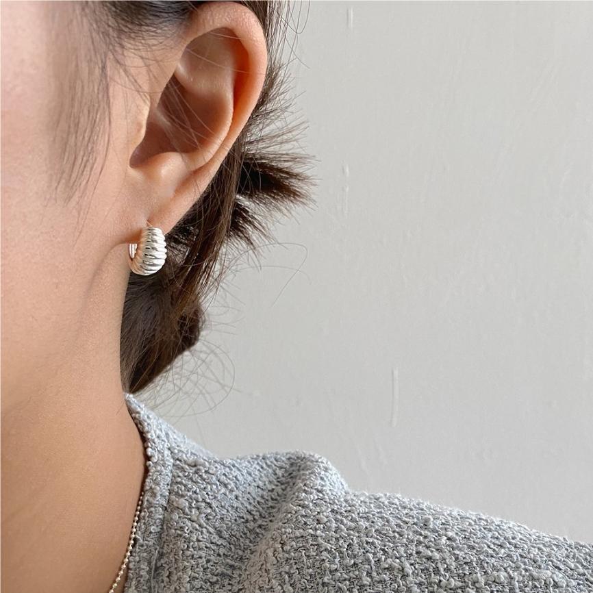Minimalist Geometric Letter Stud Earrings in 925 Sterling Silver with Gold Plating for Women