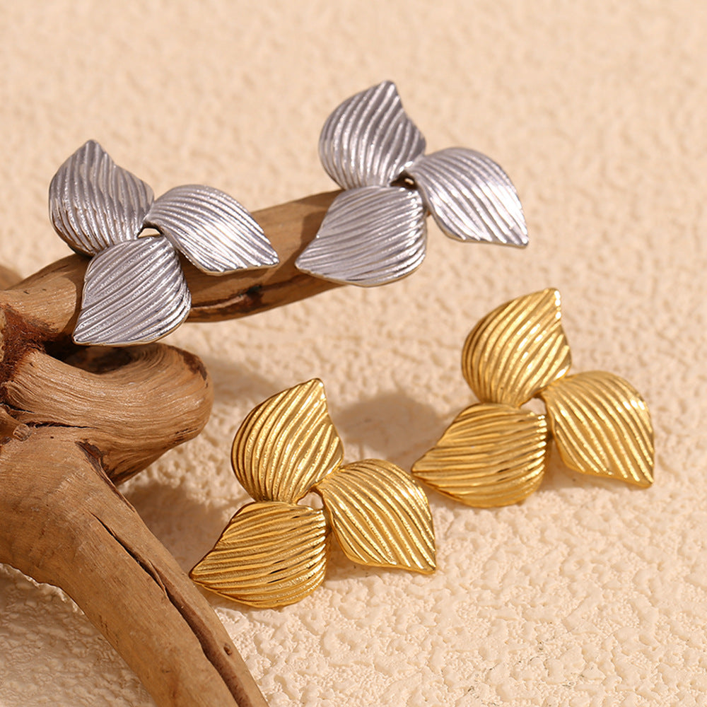 Orecchini geometrici in acciaio inossidabile placcati oro 18K da donna