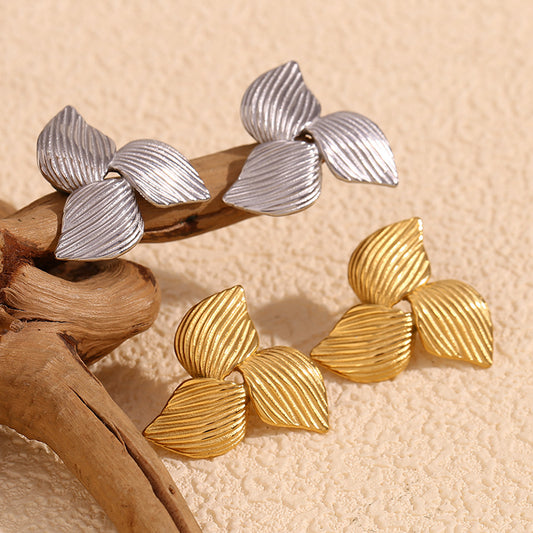 Fashionable Geometric Stainless Steel Earrings with 18K Gold Plating for Women