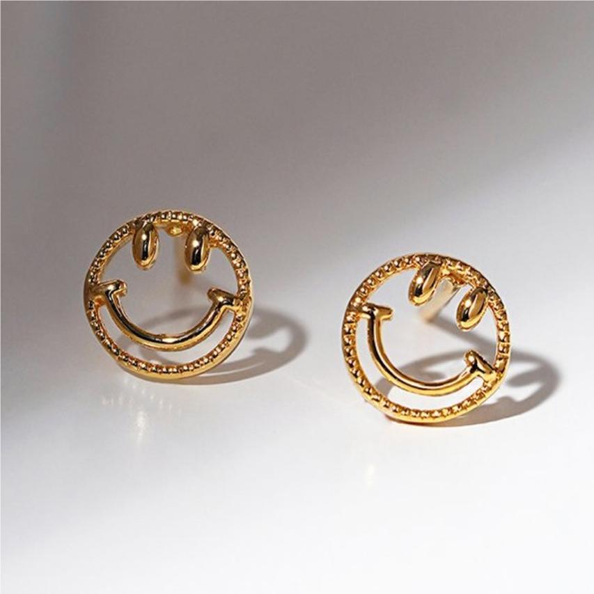 Sweet Minimalist Geometric Smile Stud Earrings in 925 Sterling Silver with Pearl Inlay